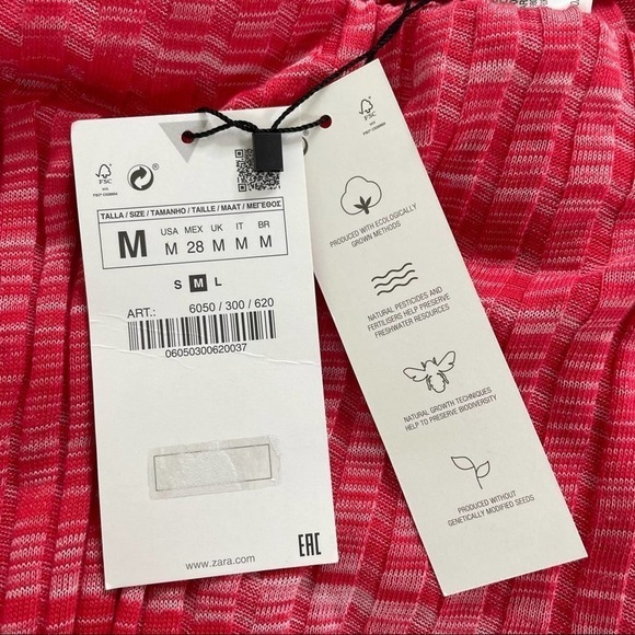 ZARA Pink Ribbed High Rise Flare Pull On Pants Size Medium - Picture 8 of 10